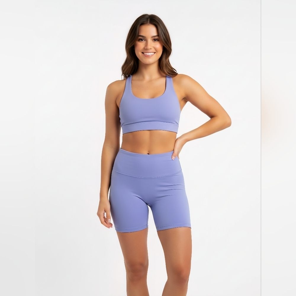BNWT Yogalicious Lux 7" High Waist Biker Short Purple Size S Buttery Soft